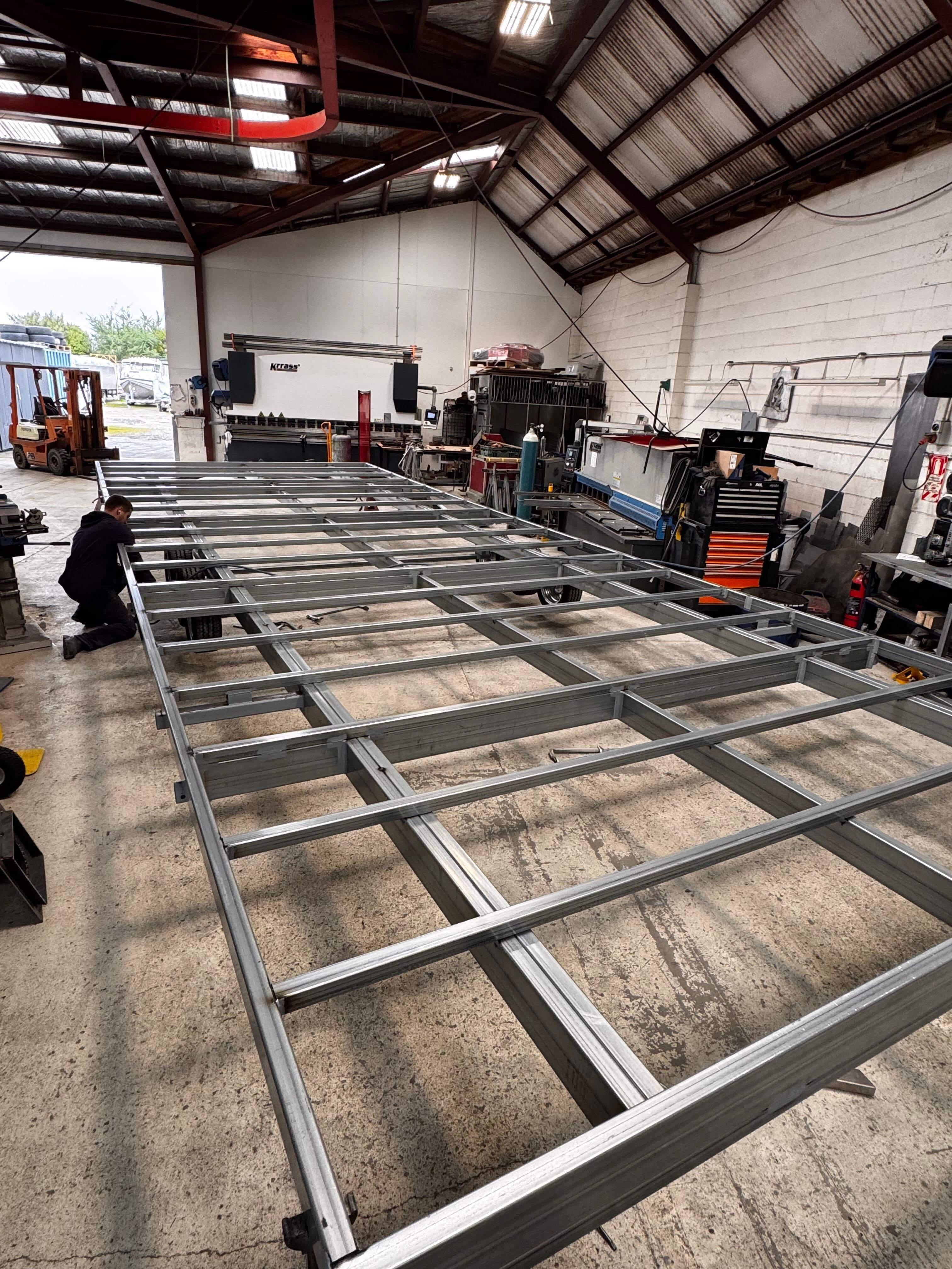 Large custom trailer chassis fabricated in the Bays Engineering workshop