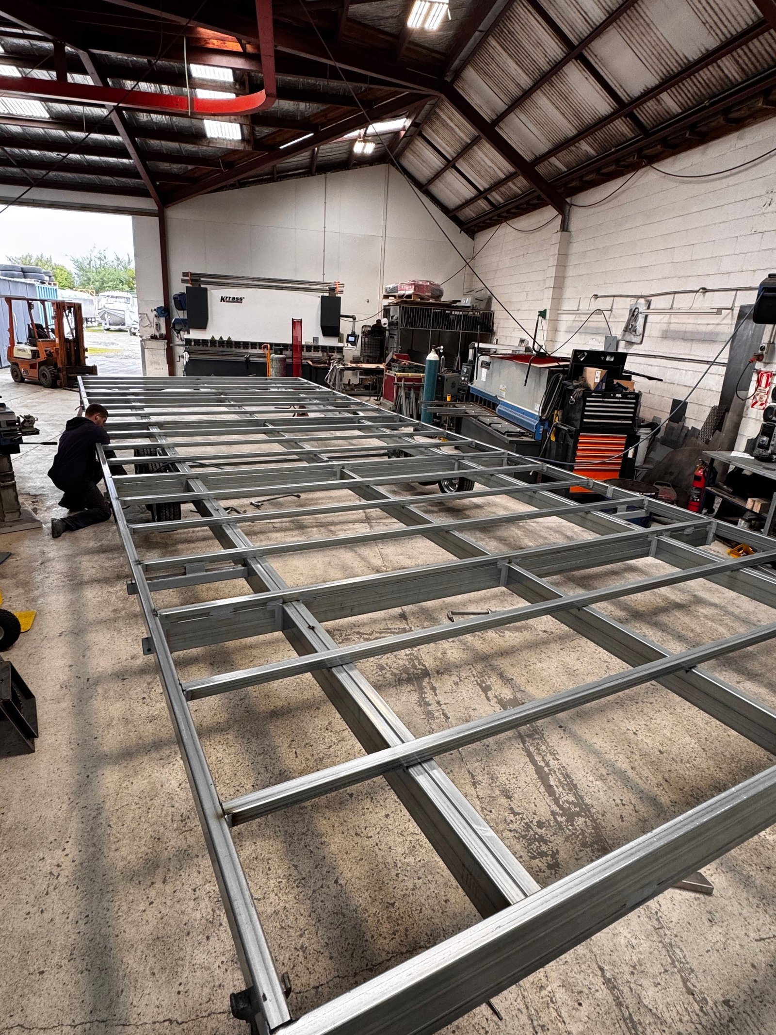 Custom trailer fabrication in the Bays Engineering workshop